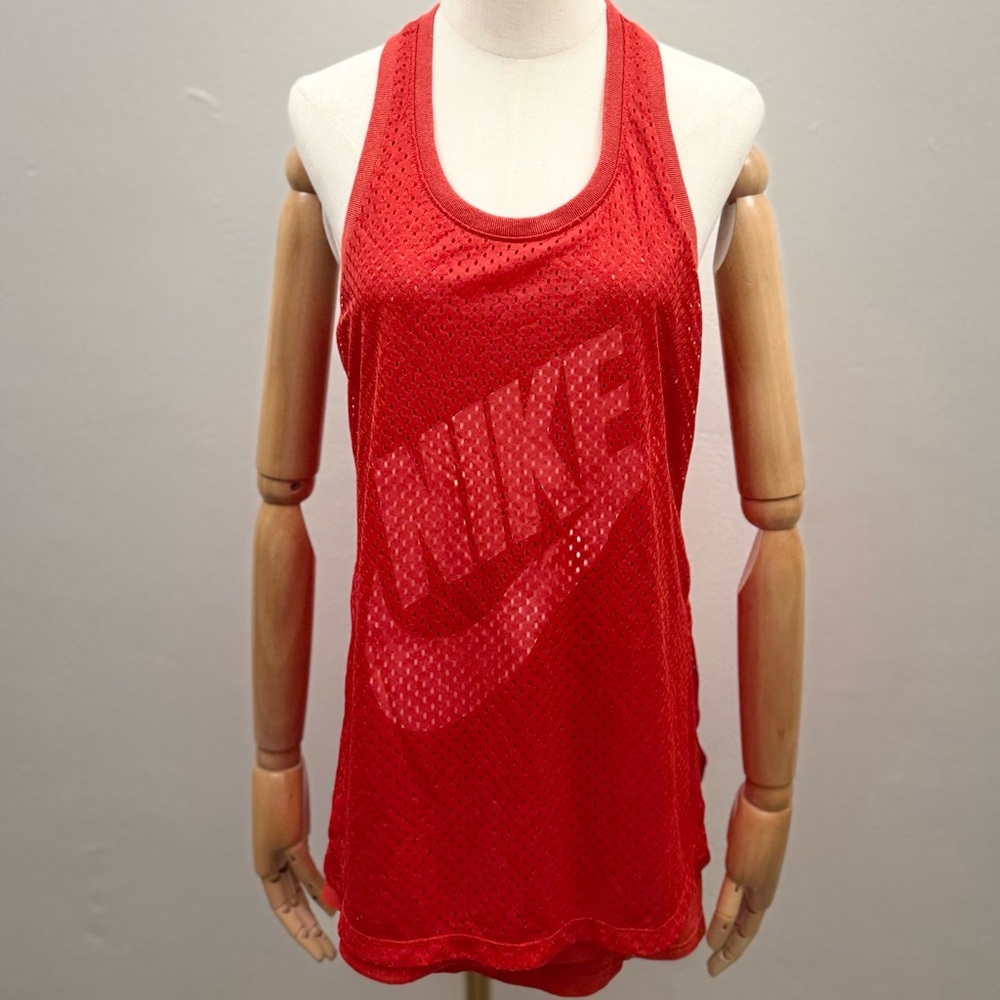 Nike Red Mesh Racerback Tank Top Women’s Size M 100% Polyester